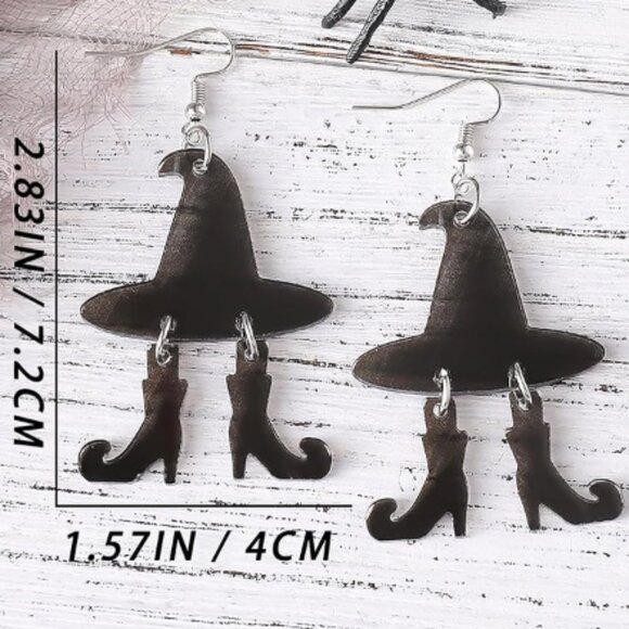 Witch Hat and Legs Halloween Fall Earrings - Picture 5 of 5